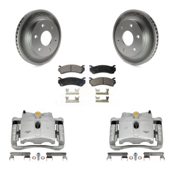 Front Brake Caliper Coat Rotor & Ceramic Pad Kit For Chevrolet GMC Silverado 1500 Sierra KCG-100687T