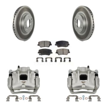 Front Brake Caliper Coat Rotors & Semi-Metallic Pad Kit For Hyundai Santa Fe Kia Sorento KCG-100689P