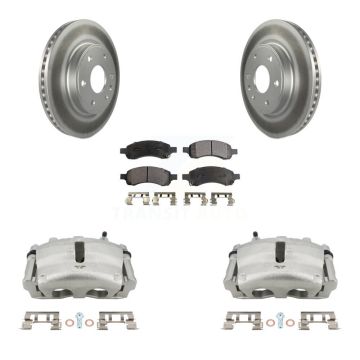 Front Brake Caliper Coat Rotor Semi-Metallic Pad Kit For GMC Acadia Buick Enclave Saturn KCG-100690P