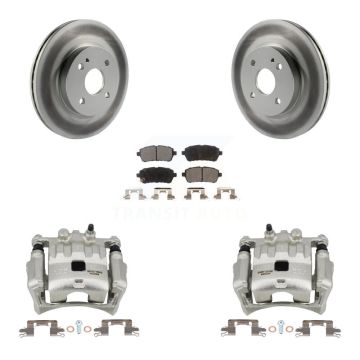 Front Disc Brake Caliper Coated Rotors And Semi-Metallic Pads Kit For 2011-2014 Mazda 2 KCG-100695P