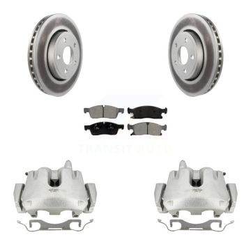Front Disc Brake Caliper Coat Rotors Semi-Metallic Pad Kit For Jeep Grand Cherokee Dodge KCG-100695S
