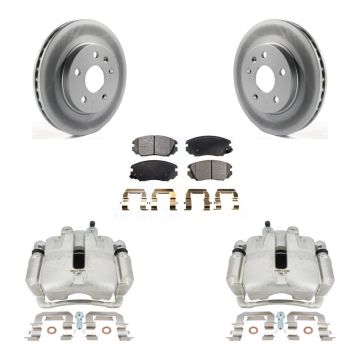 Front Brake Caliper Coat Rotor Ceramic Pad Kit For 11 Buick Regal With Solid Rear Rotors KCG-100695T