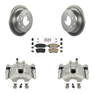 Rear Brake Caliper Coat Rotor & Ceramic Pad Kit For Jeep Mitsubishi Lancer Patriot Dodge KCG-100698N
