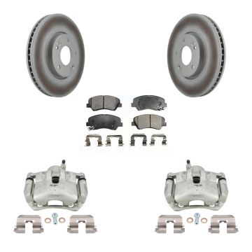Front Disc Brake Caliper Coated Rotors And Semi-Metallic Pads Kit For 2014 Kia Forte SX KCG-100698P