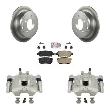 Rear Brake Caliper Coat Rotor & Ceramic Pad Kit For Jeep Mitsubishi Lancer Patriot Dodge KCG-100699N