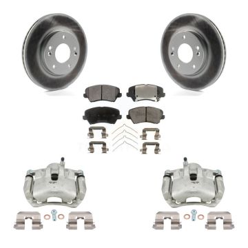 Front Brake Caliper Coat Rotors & Semi-Metallic Pad Kit For Kia Forte Hyundai Elantra GT KCG-100699P