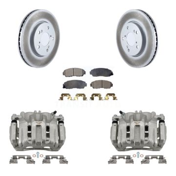 Front Disc Brake Caliper Coat Rotors & Semi-Metallic Pad Kit For 2005-2010 Honda Odyssey KCG-100705P