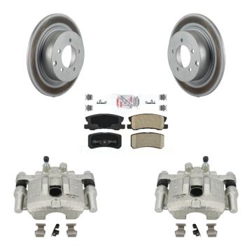 Rear Disc Brake Caliper Coat Rotor & Ceramic Pad Kit For Mitsubishi Lancer Dodge Caliber KCG-100706N