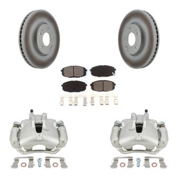 Front Disc Brake Caliper Coated Rotors And Semi-Metallic Pads Kit For Kia Forte5 2.0L KCG-100710S