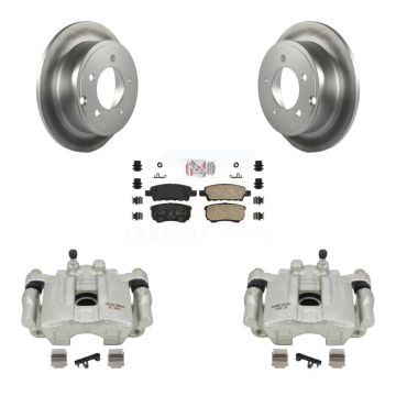 Rear Disc Brake Caliper Coat Rotor & Ceramic Pad Kit For Dodge Caliber Mitsubishi Lancer KCG-100711N