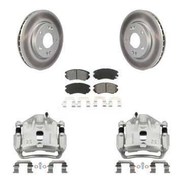 Front Disc Brake Caliper Coated Rotors And Semi-Metallic Pads Kit For Hyundai Elantra KCG-100711S