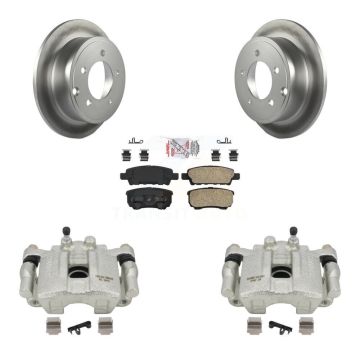 Rear Disc Brake Caliper Coat Rotor & Ceramic Pad Kit For Dodge Caliber Mitsubishi Lancer KCG-100712N