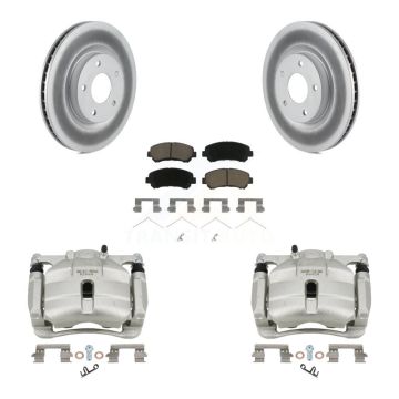 Front Disc Brake Caliper Coated Rotors And Ceramic Pads Kit For Nissan Rogue Select KCG-100713C