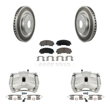 Front Brake Caliper Coat Rotor And Ceramic Pad Kit For Nissan Rogue With 3rd Row Seating KCG-100719C