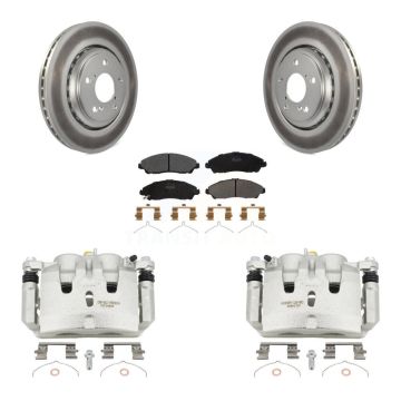 Front Brake Caliper Coat Rotor Semi-Metallic Pad Kit For Honda Pilot Ridgeline Acura MDX KCG-100719P