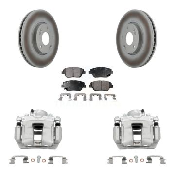Front Disc Brake Caliper Coat Rotors Semi-Metallic Pad Kit For Hyundai Sonata Kia Optima KCG-100720P