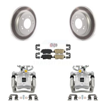 Rear Disc Brake Caliper Coat Rotors & Ceramic Pad Kit For Hyundai Elantra Kia Niro Ioniq KCG-100721N