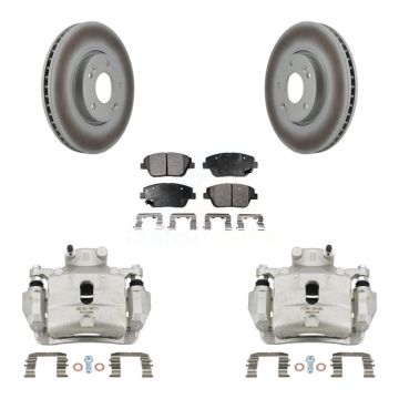Front Disc Brake Caliper Coat Rotor & Semi-Metallic Pad Kit For 2014 Hyundai Sonata 2.0L KCG-100721P