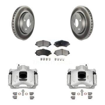 Front Disc Brake Caliper Coated Rotors And Semi-Metallic Pads Kit For Jeep Wrangler KCG-100723P