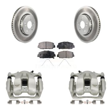 Front Disc Brake Caliper Coated Rotors And Semi-Metallic Pad Kit For 2016-2018 Acura RDX KCG-100725P