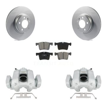 Front Disc Brake Caliper Coated Rotors And Semi-Metallic Pads Kit For BMW 330e KCG-100725S