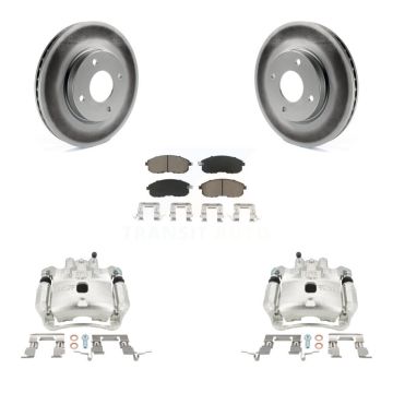 Front Disc Brake Caliper Coated Rotors And Ceramic Pads Kit For Nissan Versa Cube KCG-100727C