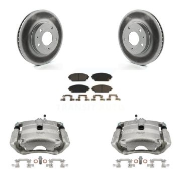 Front Disc Brake Caliper Coated Rotors And Ceramic Pads Kit For 2016-2018 Mazda CX-3 FWD KCG-100727T
