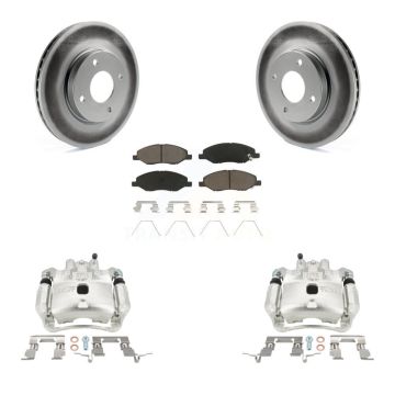 Front Disc Brake Caliper Coat Rotors & Ceramic Pad Kit For 2008 Nissan Versa 4-Wheel ABS KCG-100728C