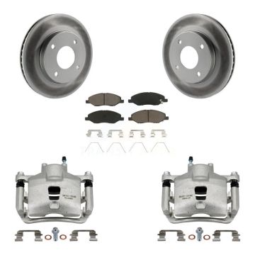 Front Disc Brake Caliper Coat Rotors And Ceramic Pad Kit For 2009-2011 Nissan Versa 1.6L KCG-100729C