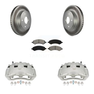 Front Disc Brake Caliper Coated Rotors And Semi-Metallic Pads Kit For Dodge Ram 1500 KCG-100729S