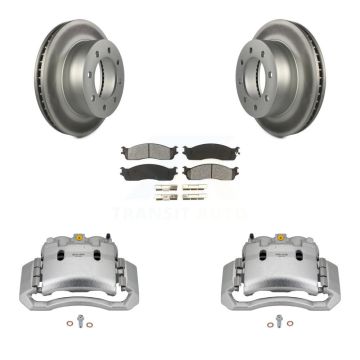 Front Disc Brake Caliper Coat Rotor & Semi-Metallic Pad Kit For Dodge Ram 1500 3500 2500 KCG-100730S