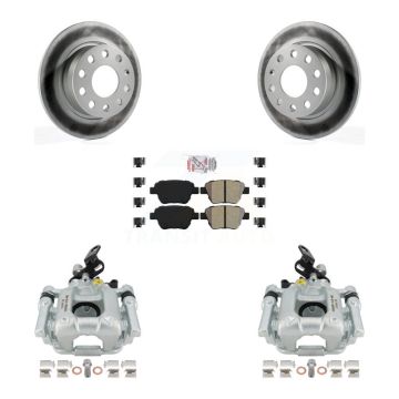 Rear Disc Brake Caliper Coat Rotors Semi-Metallic Pad Kit For Volkswagen Audi A3 Eos GTI KCG-100731N