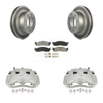 Front Disc Brake Caliper Coated Rotors And Semi-Metallic Pads Kit For Dodge Ram 1500 KCG-100731S