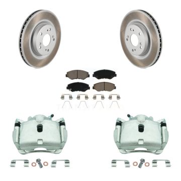 Front Disc Brake Caliper Coated Rotors And Ceramic Pads Kit For 2012-2016 Honda CR-V FWD KCG-100732C