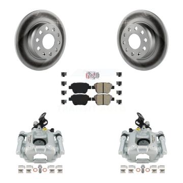Rear Brake Caliper Coat Rotor Semi-Metallic Pad Kit For Volkswagen Jetta Golf Passat GTI KCG-100732N