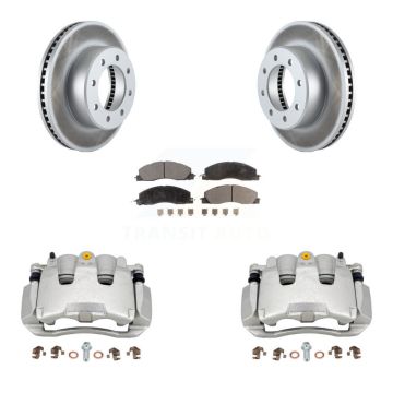 Front Brake Caliper Coat Rotor Semi-Metallic Pad Kit For 2012 Ram 1500 With 8 Lug Wheels KCG-100732P
