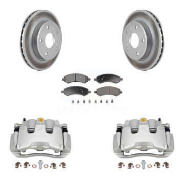 Front Disc Brake Caliper Coated Rotors And Semi-Metallic Pads Kit For Dakota Dodge Ram KCG-100733P