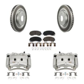 Front Disc Brake Caliper Coated Rotors And Ceramic Pads Kit For Nissan Rogue KCG-100733T