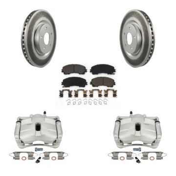 Front Brake Caliper Coat Rotor And Ceramic Pad Kit For Nissan Rogue With 3rd Row Seating KCG-100734T