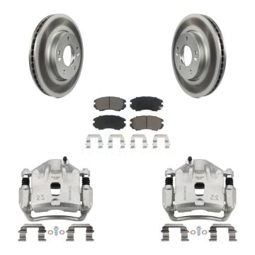 Front Disc Brake Caliper Coated Rotors And Ceramic Pads Kit For 2010-2011 Kia Soul 2.0L KCG-100735C