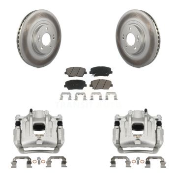 Front Brake Caliper Coat Rotor & Ceramic Pad Kit For 14-15 Kia Sorento Limited with 3.3L KCG-100737C