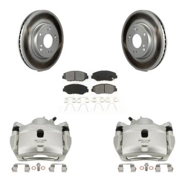 Front Disc Brake Caliper Coated Rotors And Semi-Metallic Pad Kit For 2013 Acura ILX 2.0L KCG-100738S