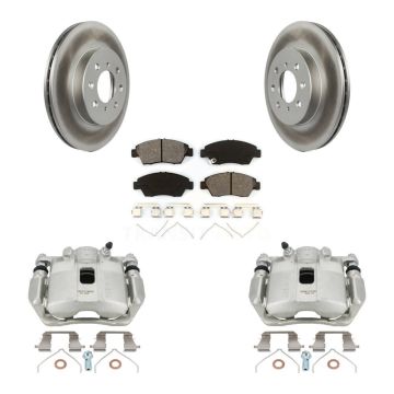 Front Disc Brake Caliper Coated Rotors And Semi-Metallic Pads Kit For Honda Fit KCG-100739S