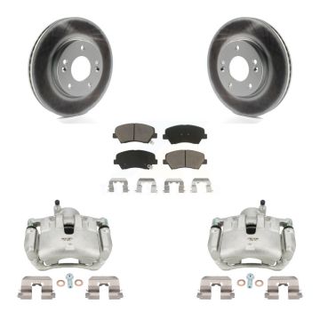Front Disc Brake Caliper Coated Rotors And Ceramic Pads Kit For 2012 Hyundai Veloster KCG-100741C