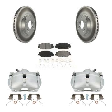 Front Disc Brake Caliper Coated Rotor And Semi-Metallic Pad Kit For 2002-2004 Honda CR-V KCG-100741S