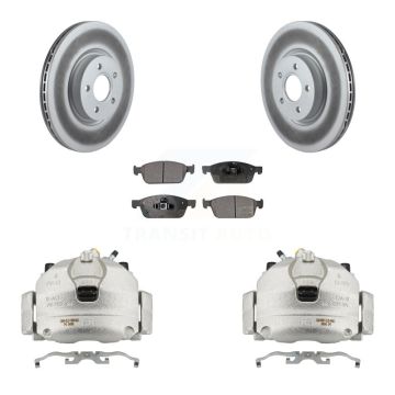 Front Brake Caliper Coat Rotor Semi-Metallic Pad Kit For Ford Escape Transit Connect MKC KCG-100742P