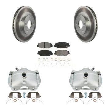 Front Disc Brake Caliper Coat Rotors & Semi-Metallic Pad Kit For 2003-2011 Honda Element KCG-100742S