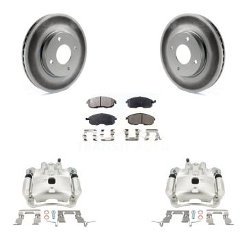Front Disc Brake Caliper Coated Rotors And Ceramic Pads Kit For Nissan Versa Cube KCG-100742T