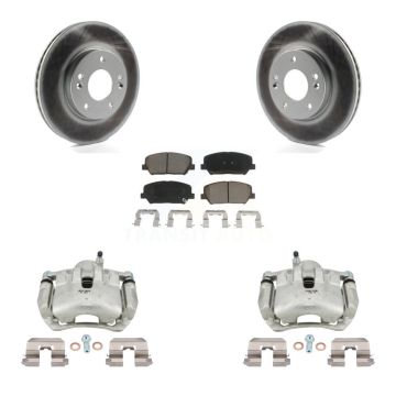 Front Brake Caliper Coat Rotors Ceramic Pad Kit For Kia Forte Without 15" Factory Wheels KCG-100743C