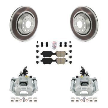 Rear Brake Caliper Coat Rotor & Semi-Metallic Pad Kit For Volkswagen GTI Audi A3 Quattro KCG-100743N